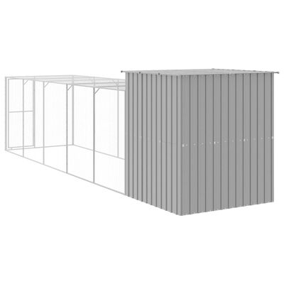 vidaXL Chicken Cage with Run Light Gray 65"x259.4"x71.3" Galvanized Steel