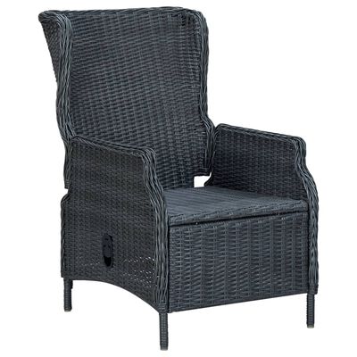 vidaXL 3 Piece Patio Lounge Set with Cushions Poly Rattan Dark Gray