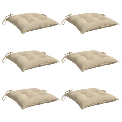 vidaXL Chair Cushions 6 pcs Beige 19.7"x19.7"x2.8" Oxford Fabric