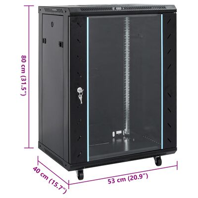 vidaXL 15U Network Cabinet 19" IP20 Black 20.9"x15.7"x31.5"