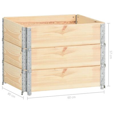 vidaXL Pallet Collars 3 pcs 23.6"x31.5" Solid Pine Wood