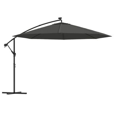 vidaXL Cantilever Garden Parasol with LED Lights and Metal Pole 137.8" Anthracite