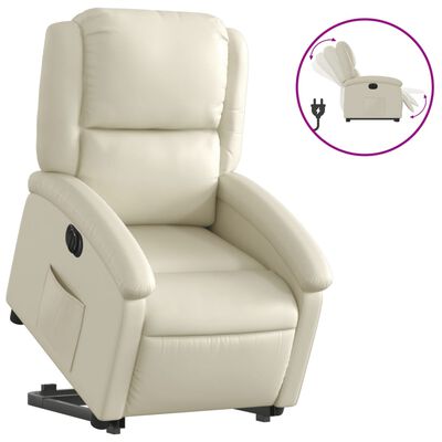 vidaXL Electric Stand up Recliner Chair Cream Faux Leather