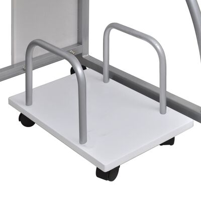 vidaXL Computer Desk with Pull-out Keyboard Tray White Cart Game Laptop Table