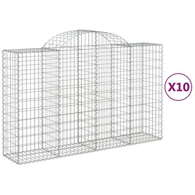 vidaXL Arched Gabion Baskets 10 pcs 78.7"x19.7"x47.2"/55.1" Galvanized Iron