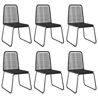 vidaXL Patio Chairs 6 pcs Poly Rattan Black