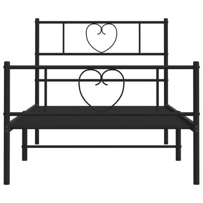 vidaXL Metal Bed Frame without Mattress with Footboard Black 39.4"x78.7"