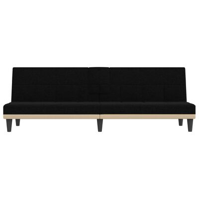 vidaXL Sofa Bed with Cup Holders Black Fabric