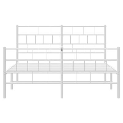 vidaXL Metal Bed Frame without Mattress with Footboard White 53.1"x74.8"