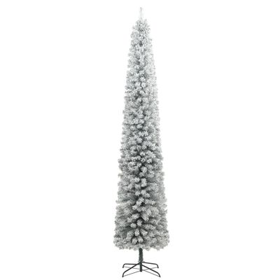 vidaXL Slim Christmas Tree 300 LEDs & Ball Set & Flocked Snow 106.3"