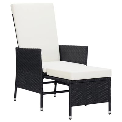 vidaXL 3 Piece Patio Lounge Set with Cushions Poly Rattan Black