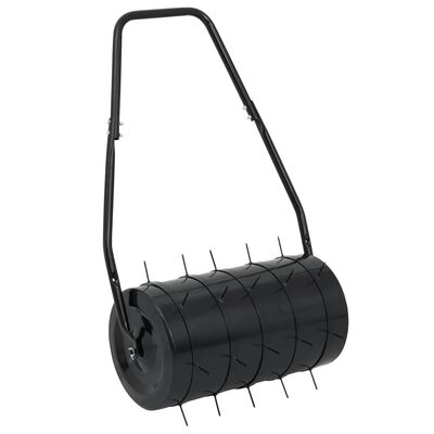 vidaXL Garden Lawn Roller with Aerator Clamps Black 11.1 gal Iron and Steel