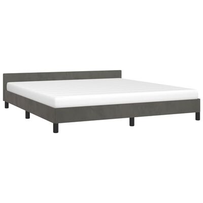 vidaXL Bed Frame with Headboard Dark Gray 72"x83.9" California King Velvet