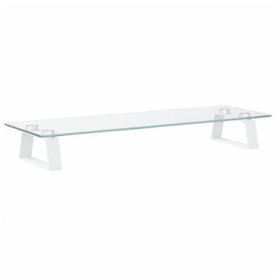 vidaXL Monitor Stand White 23.6"x7.9"x3.1" Tempered Glass and Metal