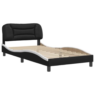 vidaXL Bed Frame without Mattress Black and White 39.4"x74.8" Faux Leather