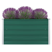 vidaXL Raised Garden Bed 39.4"x39.4"x17.7" Galvanized Steel Green