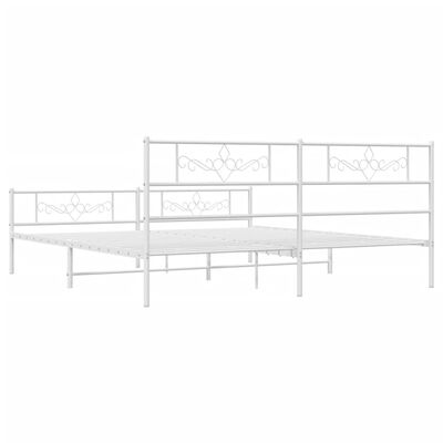 vidaXL Metal Bed Frame with Headboard and Footboard White 76"x79.9" King