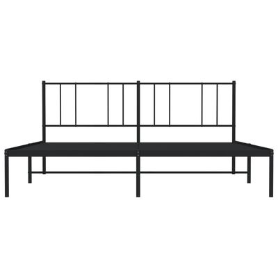 vidaXL Metal Bed Frame without Mattress with Headboard Black 76"x79.9"