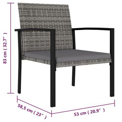 vidaXL 9 Piece Patio Dining Set Poly Rattan Gray