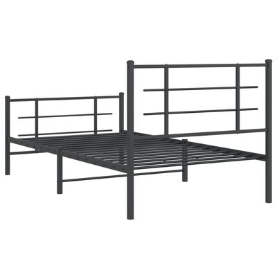 vidaXL Metal Bed Frame without Mattress with Footboard Black 39.4"x78.7"