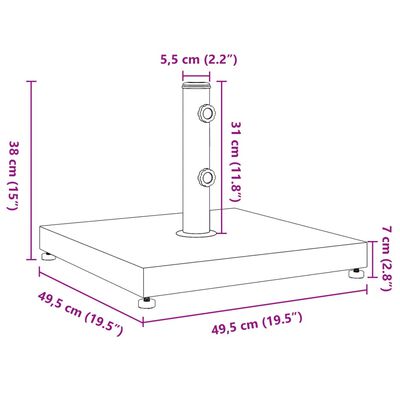 vidaXL Parasol Base for Ø1.3"/1.5"/1.9" Poles 61.7 lb Square