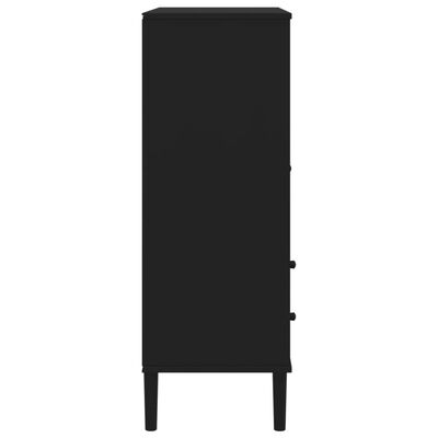 vidaXL Highboard SENJA Rattan Look Black 35.4"x15.7"x44.1" Solid Wood Pine