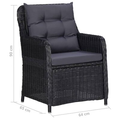 vidaXL 9 Piece Patio Dining Set Poly Rattan Black