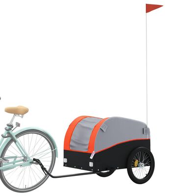 vidaXL Bike Trailer Black and Orange 99.2 lb Iron