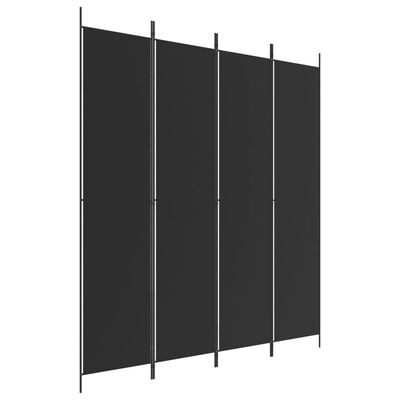 vidaXL 4-Panel Room Divider Black 78.7"x86.6" Fabric