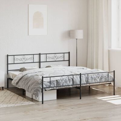 vidaXL Metal Bed Frame with Headboard&Footboard Black 72"x83.9" California King