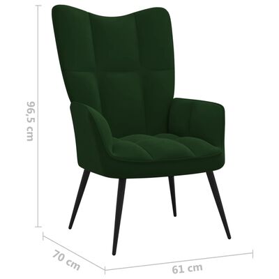 vidaXL Relaxing Chair with a Stool Dark Green Velvet