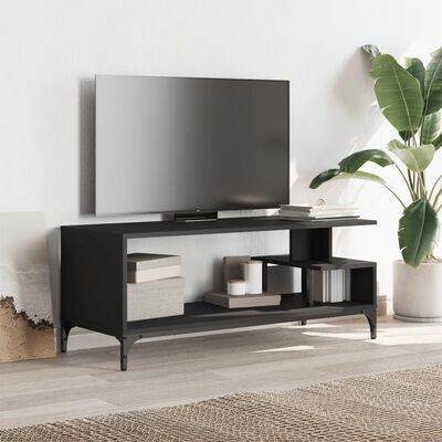 vidaXL TV Stand Black 40.2"x15.7"x16.1" Engineered Wood and Powder-coated Steel