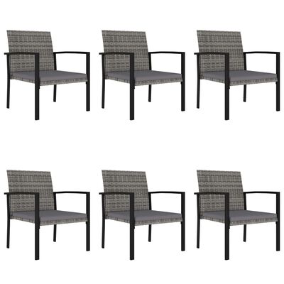 vidaXL 7 Piece Patio Dining Set Poly Rattan Gray