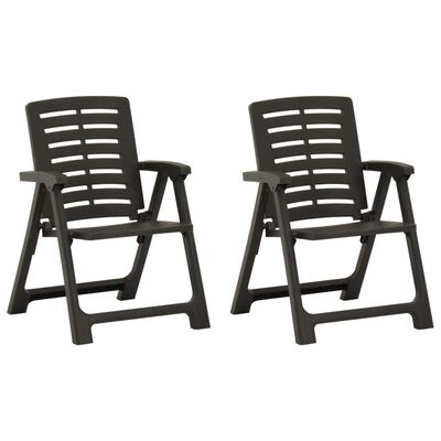 vidaXL Patio Chairs 2 pcs Plastic Anthracite