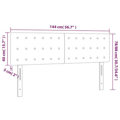 vidaXL Headboards 2 pcs Light Gray 28.3"x2"x30.7"/34.6" Velvet