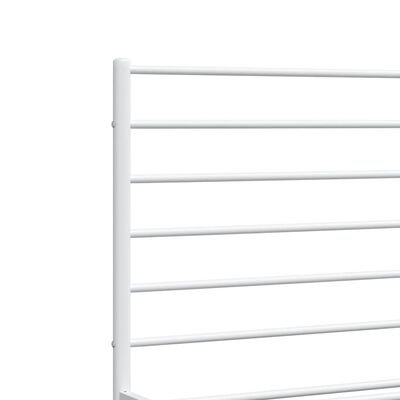 vidaXL Metal Bed Frame without Mattress with Headboard White 53.1"x74.8"