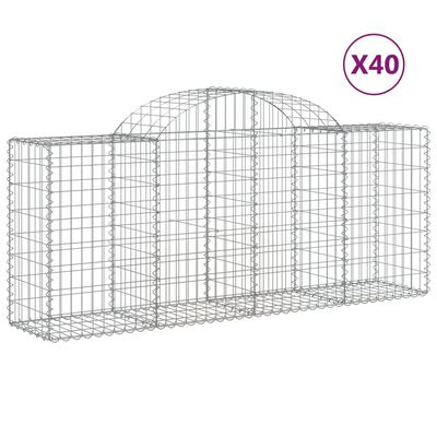 vidaXL Arched Gabion Baskets 40 pcs 78.7"x19.7"x31.5"/39.4" Galvanized Iron