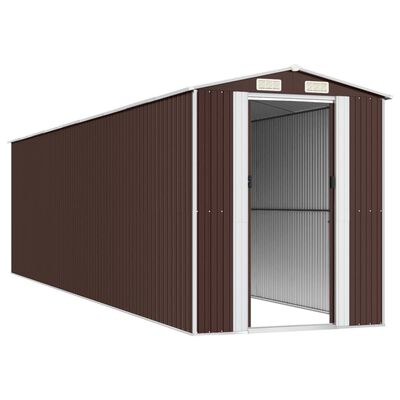 vidaXL Garden Shed Dark Brown 75.6"x303.9"x87.8" Galvanized Steel