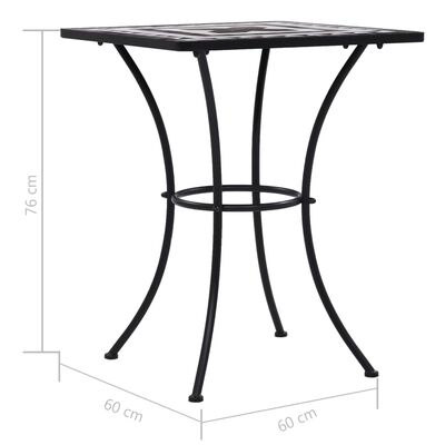 vidaXL Mosaic Bistro Table Black and White 23.6" Ceramic