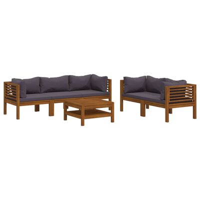 vidaXL 6 Piece Patio Lounge Set with Cushion Solid Acacia Wood