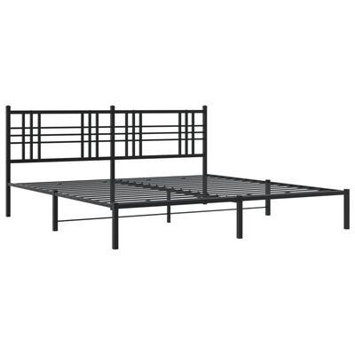 vidaXL Metal Bed Frame without Mattress with Headboard Black 76"x79.9"