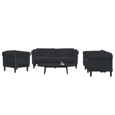 vidaXL 3 Piece Sofa Set Black Velvet