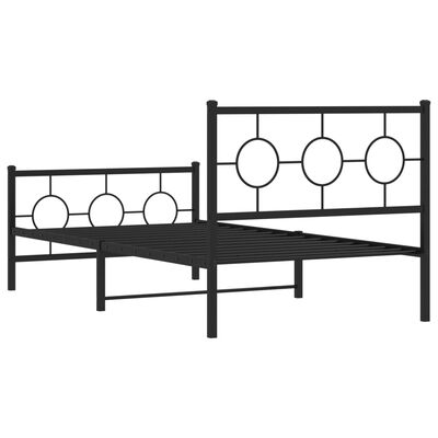 vidaXL Metal Bed Frame without Mattress with Footboard Black 39.4"x78.7"