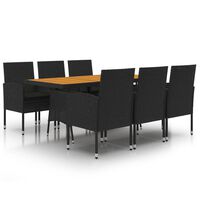 vidaXL 7 Piece Patio Dining Set Poly Rattan Black