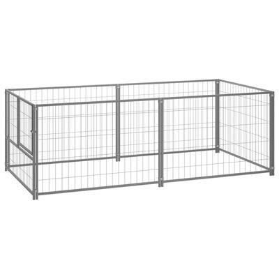 vidaXL Dog Kennel Silver 78.7"x39.4"x27.6" Steel