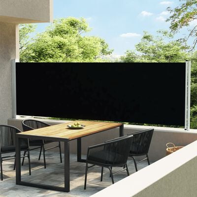 vidaXL Patio Retractable Side Awning 55.1"x236.2" Black