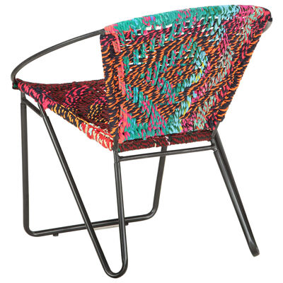 vidaXL Circle Chair Multicolors Chindi Fabric