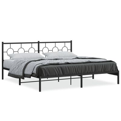 vidaXL Metal Bed Frame without Mattress with Headboard Black 76"x79.9"