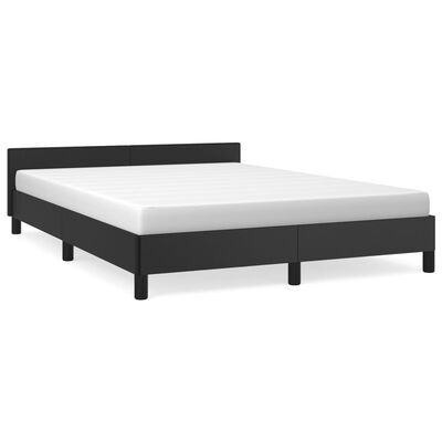 vidaXL Bed Frame with Headboard Black 53.9"x74.8" Full Faux Leather