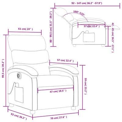 vidaXL Electric Massage Recliner Chair Light Gray Fabric